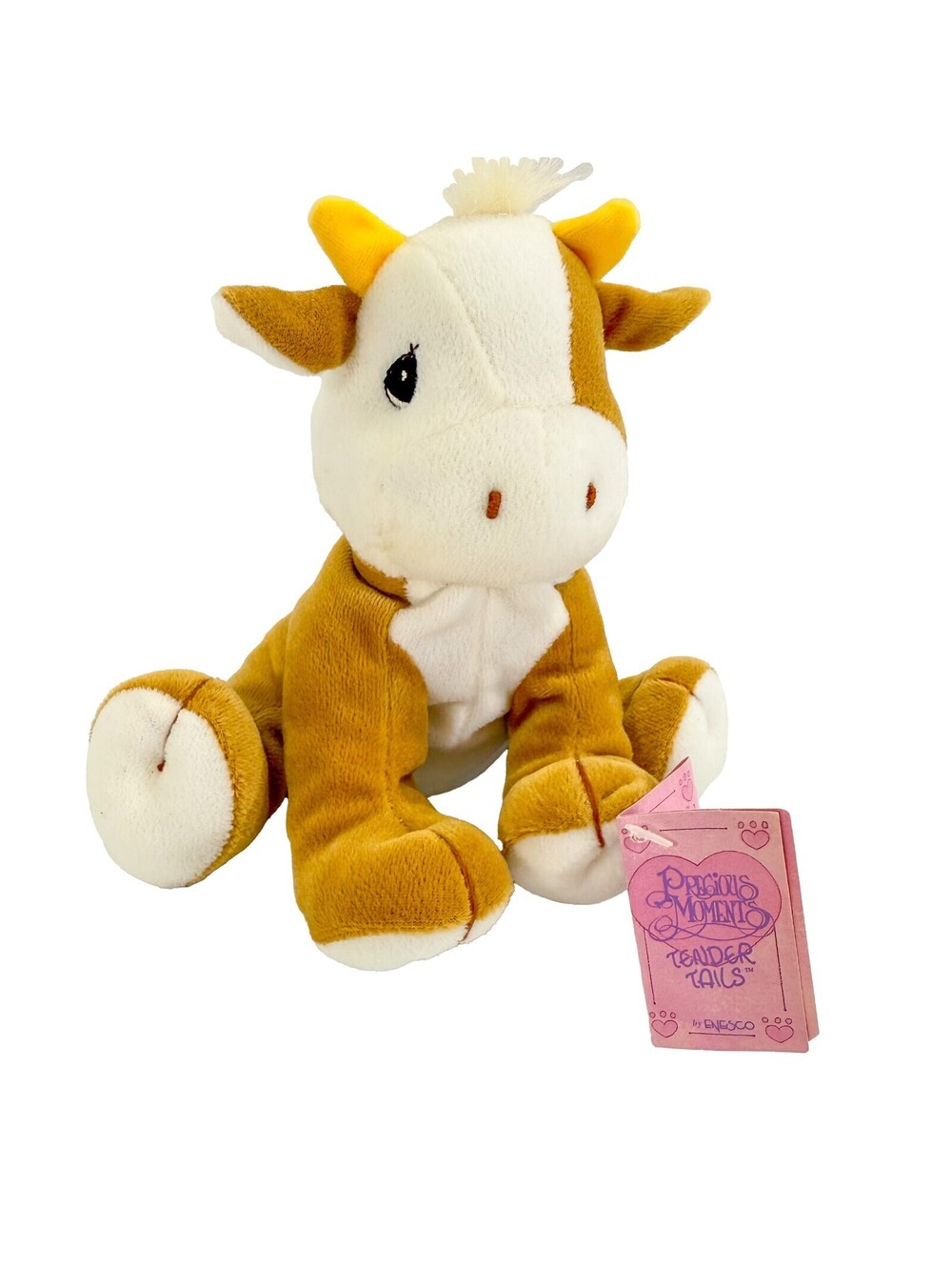 1998 Precious Moments Tender Tails COW Plush Bean Bag Enesco 475890 Brown White